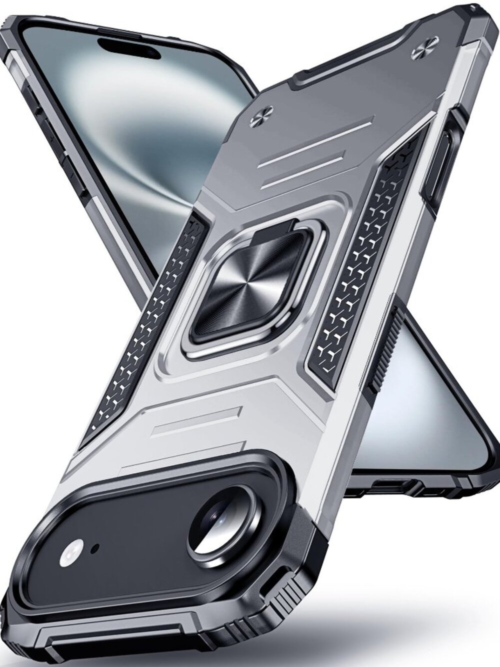 for iPhone 17 Air Case with Stand, Enhanced 360° Rotatable Metal Ring